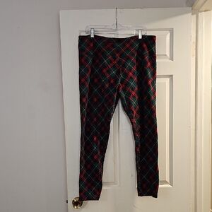 Women's Plaid Leggings - Red & Green